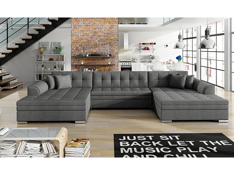 Canapé Corner Grande-U/Tissu/Anthracite/En stock