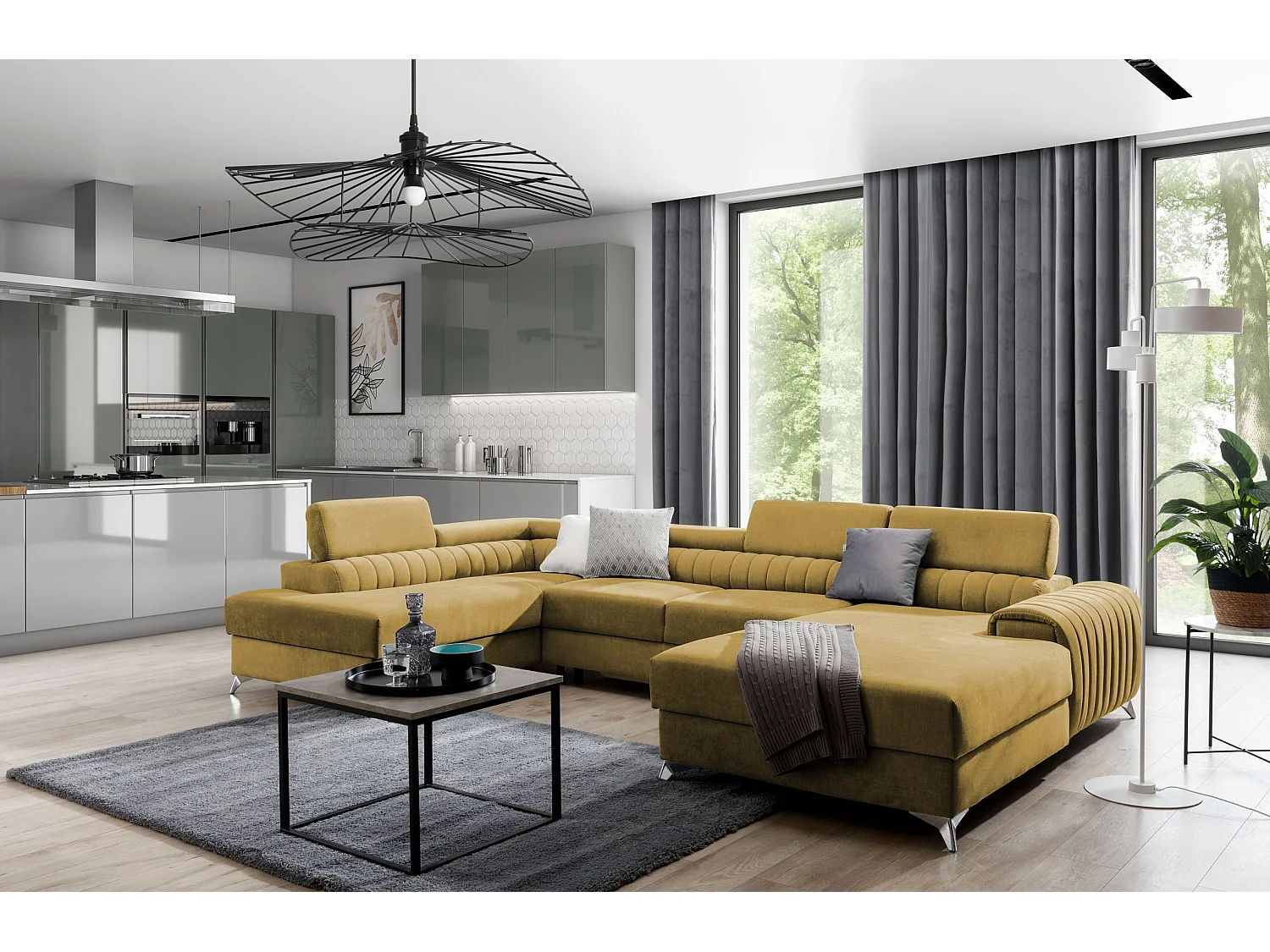 Ecksofa Exklusivo UL/Stoff-Gelb