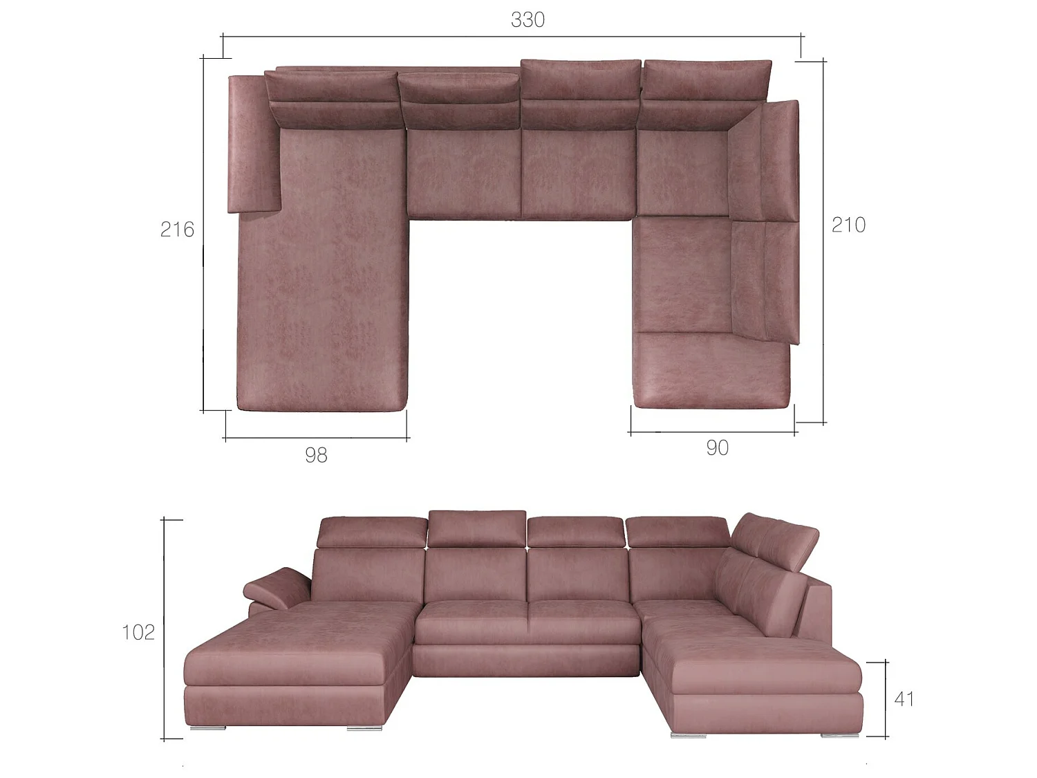 Canapé Corner Marllon UL/Tissu-Anthracite