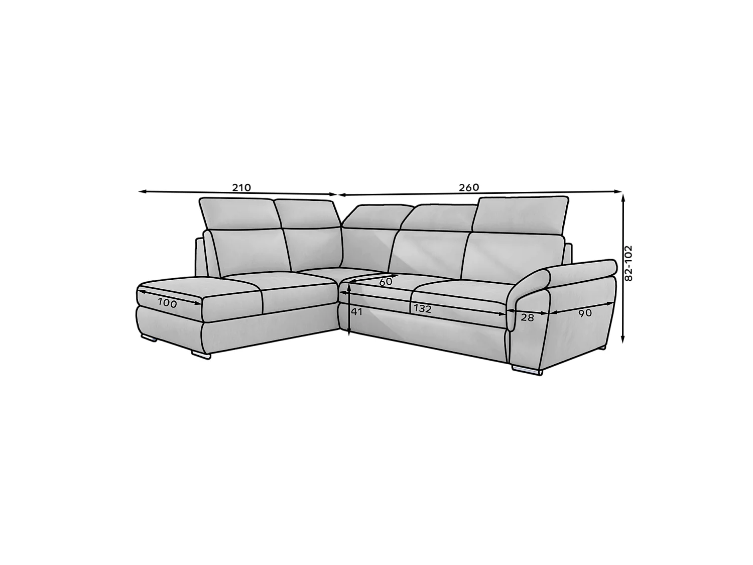 Canapé Corner Perro L/Tessu-Bleu