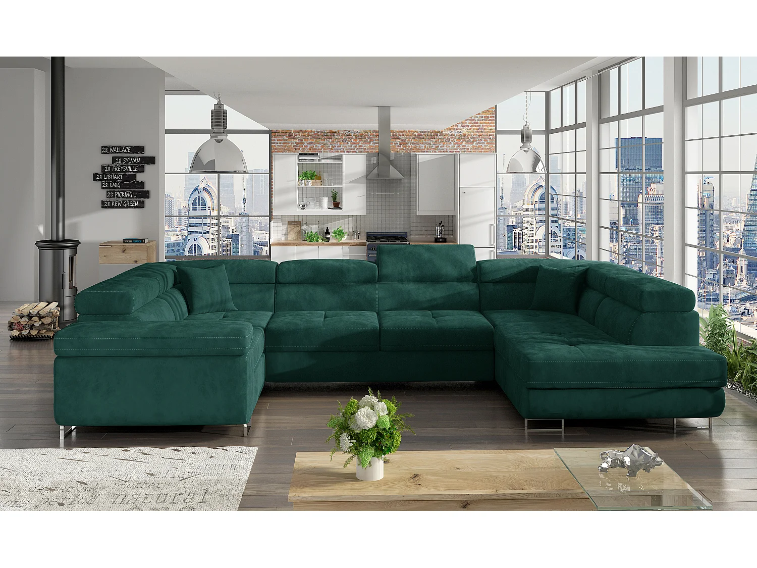 Ecksofa Otto R/Stoff-Grün