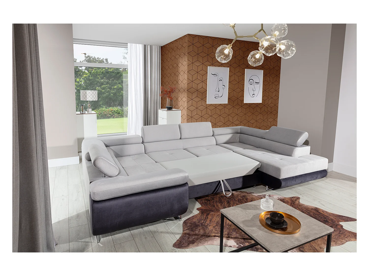 Ecksofa Otto R/Stoff-Grün