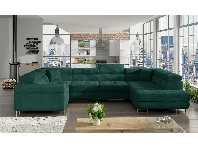 Canapé Corner Otto R/Tissu-Vert