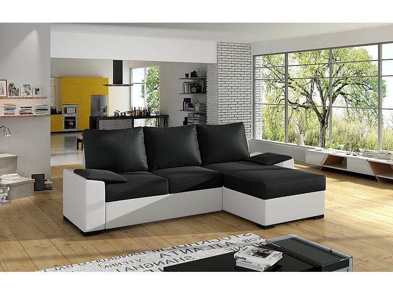 Ecksofa Cadro R/Stoff-Schwarz