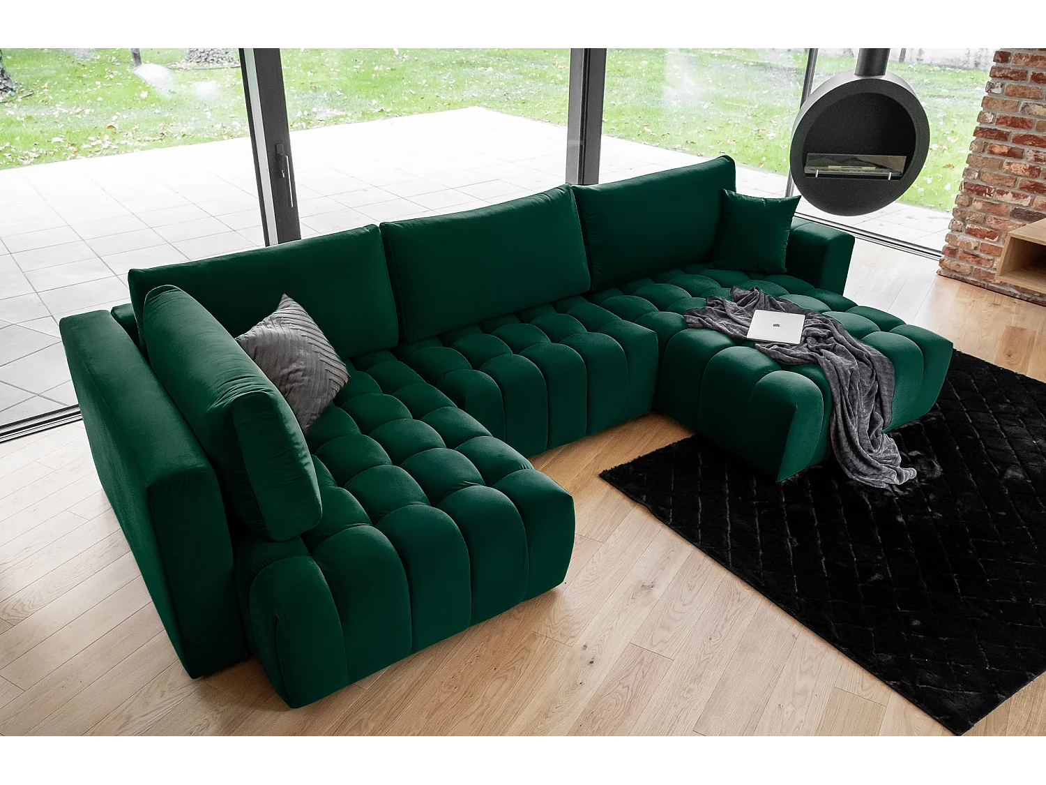 Divano d'angolo Stelvio UR/Tessuto-Verde