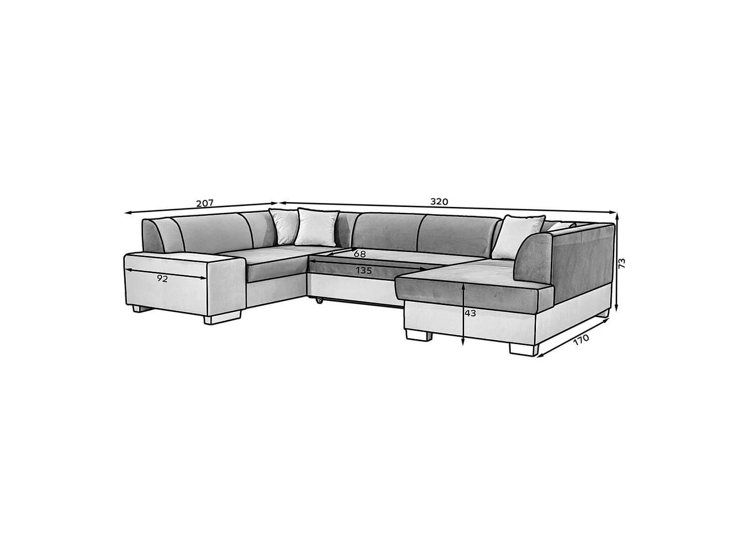 Divano d'angolo Violla UR/ Tessuto-Marrone&Beige