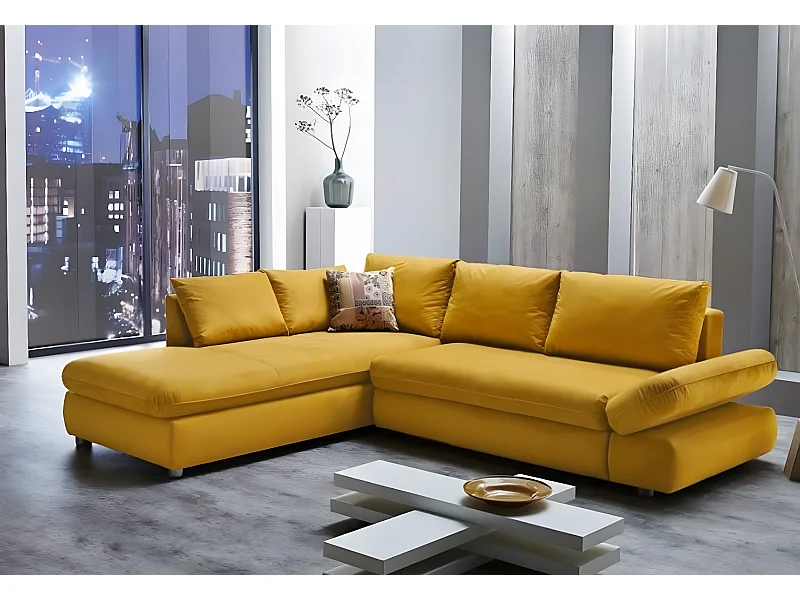 Canapé d'angle Komo L/revêtement tissu/jaune