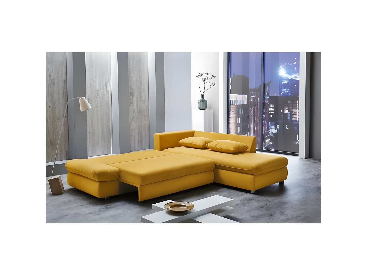 Canapé d'angle Komo L/revêtement tissu/jaune