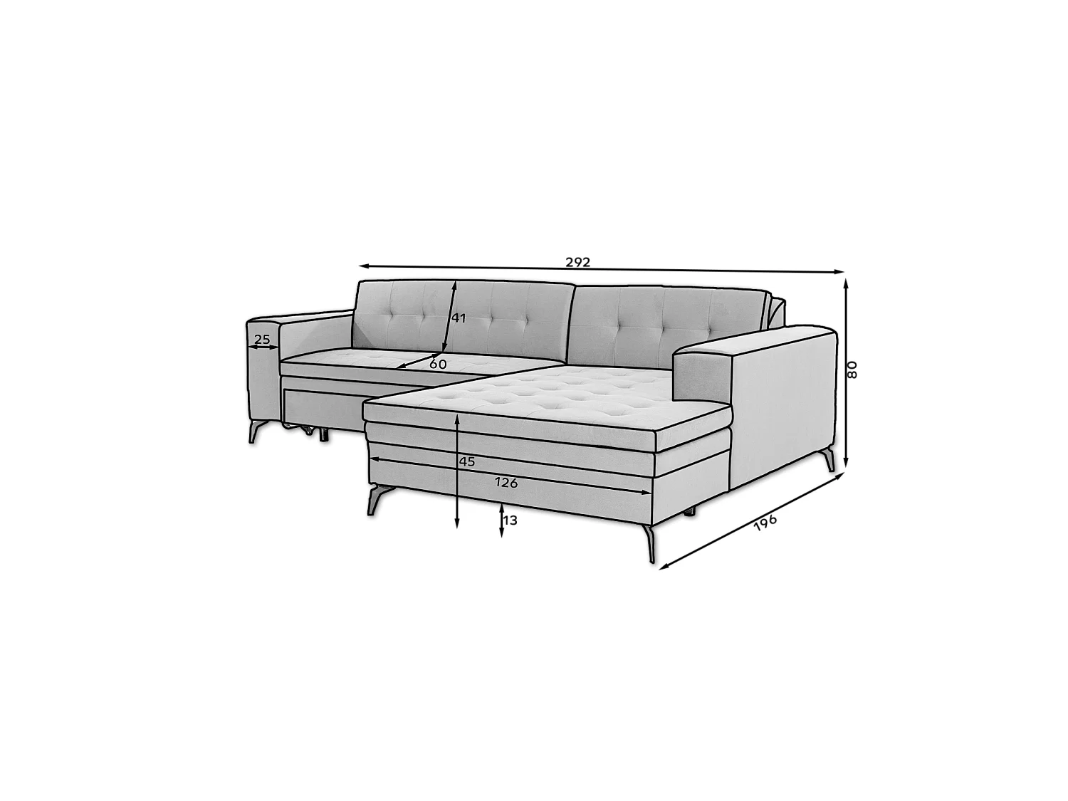 Divano d'angolo Primo R/Tessuto-Marrone