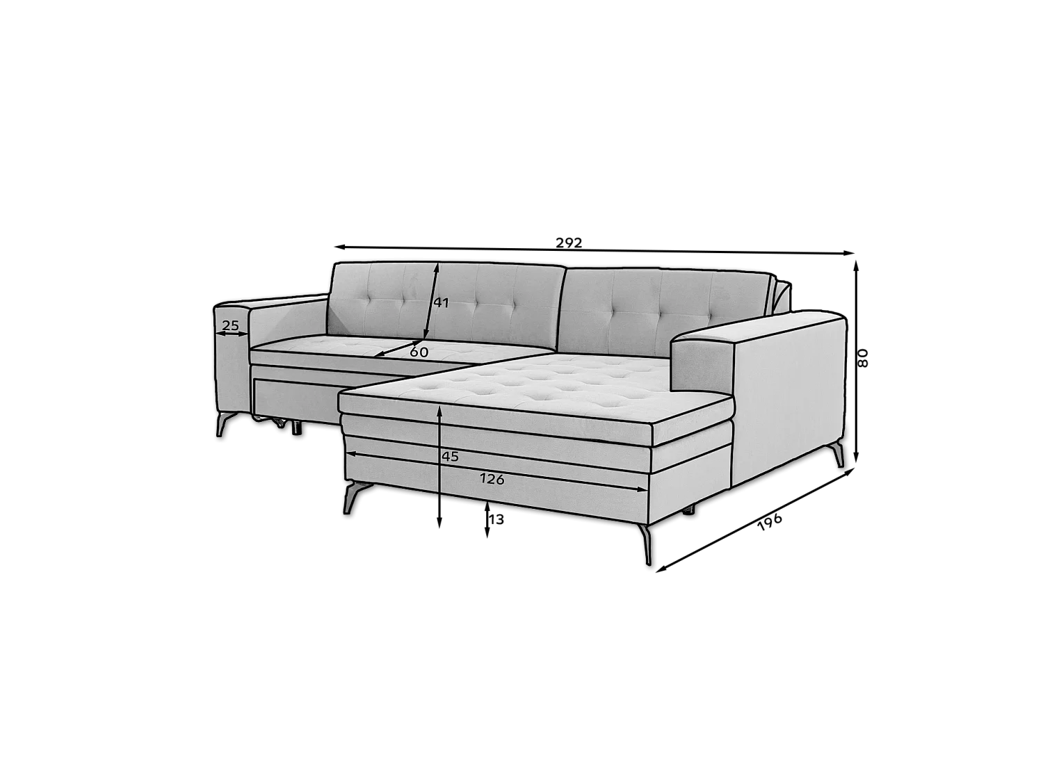 Canapé Corner Primo R/Tessu-Marron