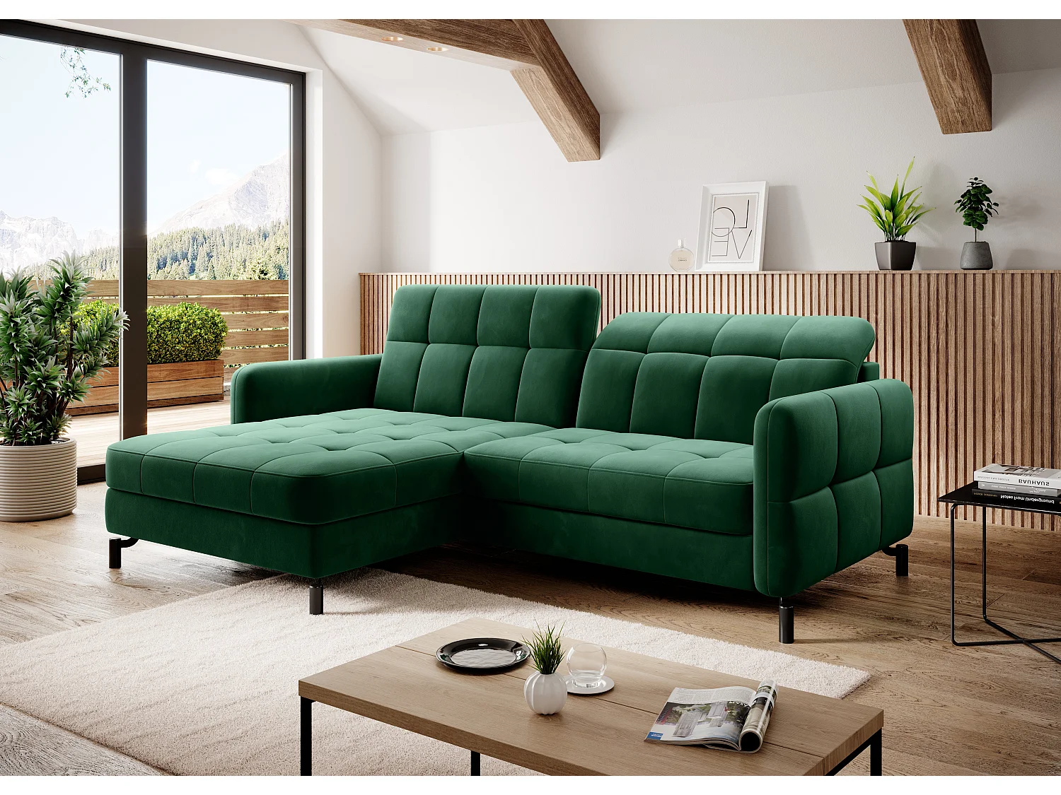 Ecksofa Anna L/Stoff-Grün