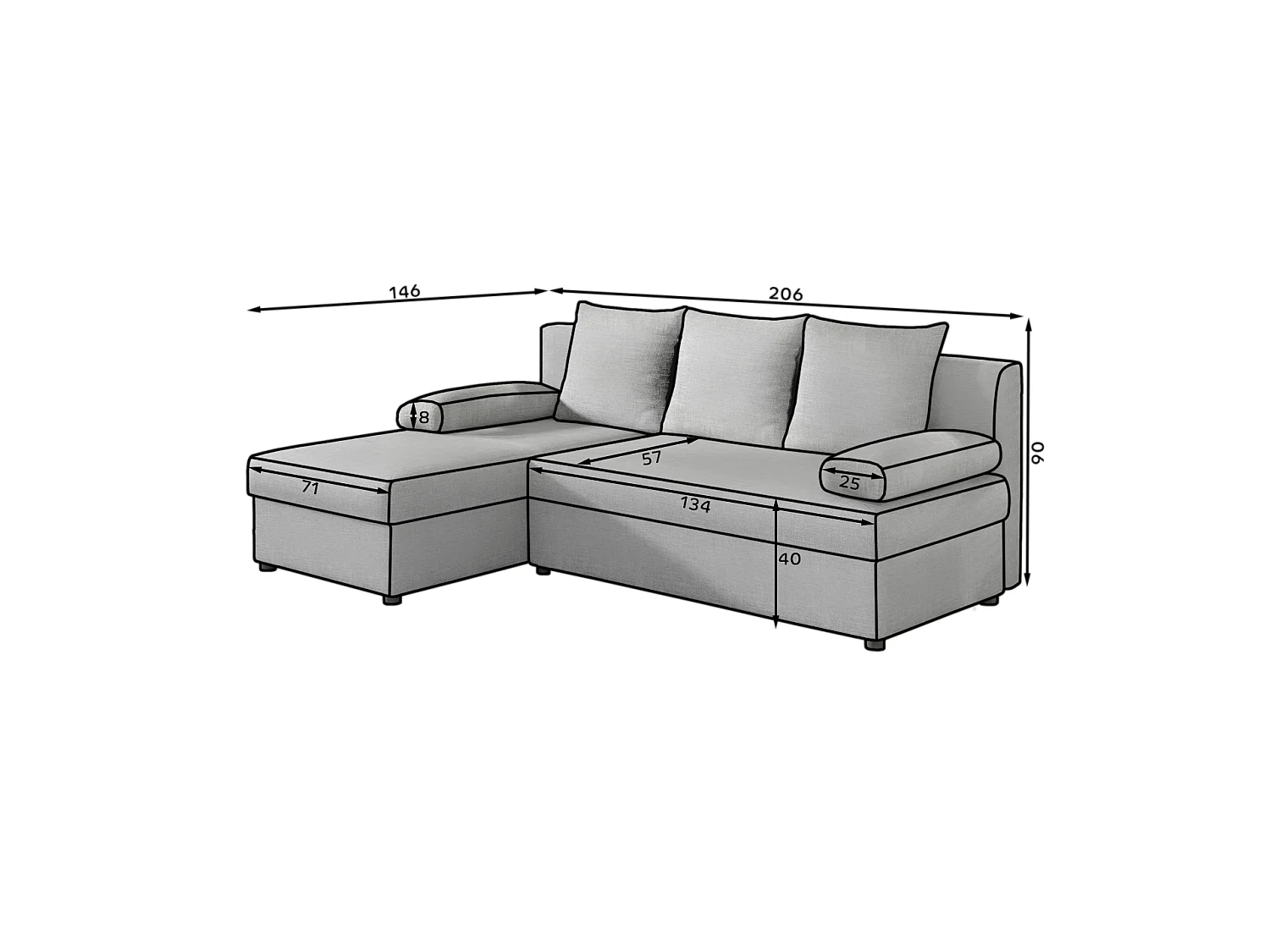 Ecksofa Picano L/Stoff-Orange