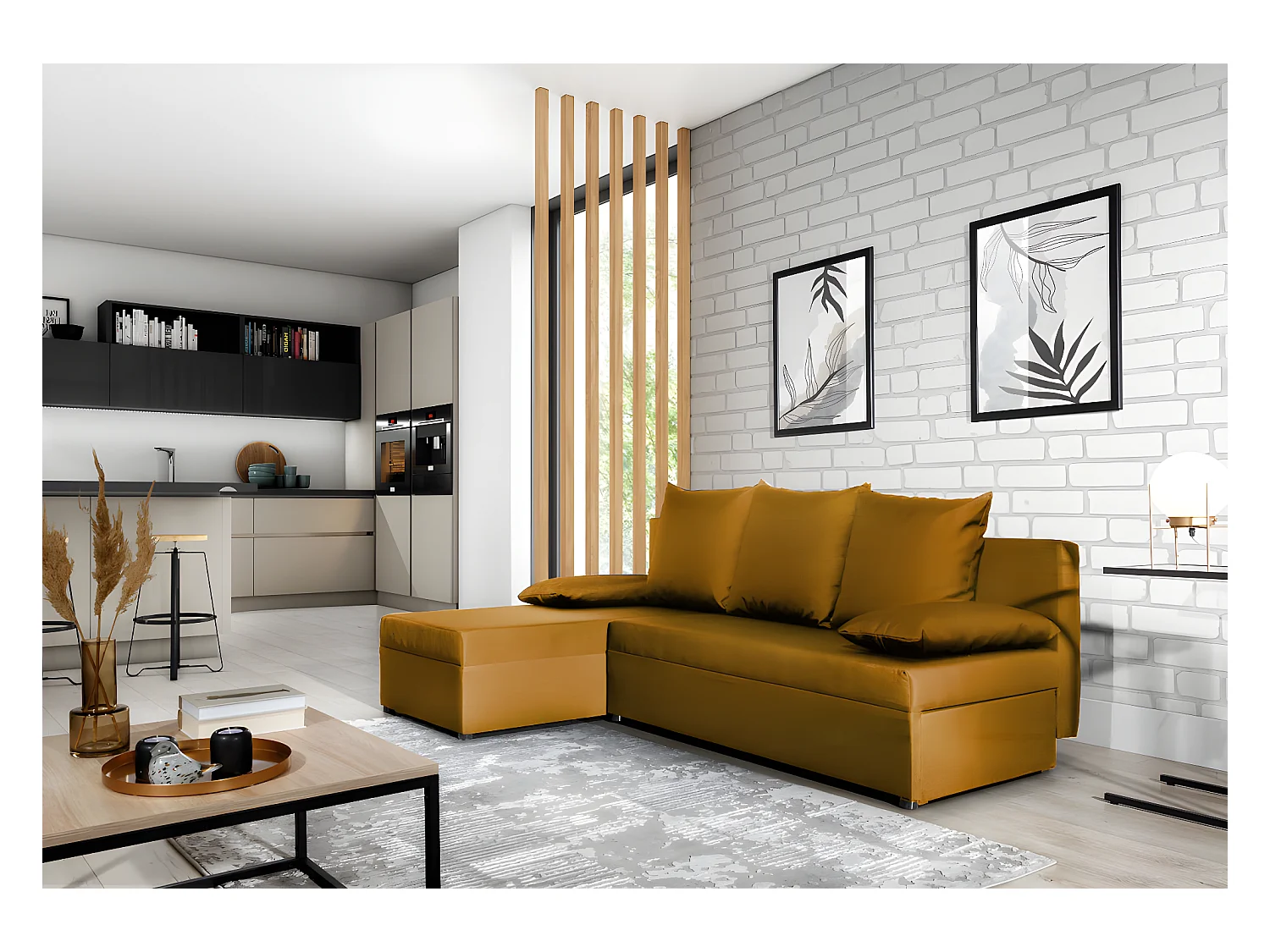 Ecksofa Picano L/Stoff-Orange