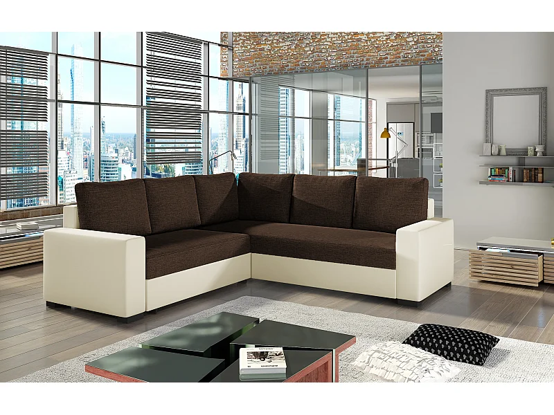 Ecksofa Eggry/ Stoff/Braun&Beige