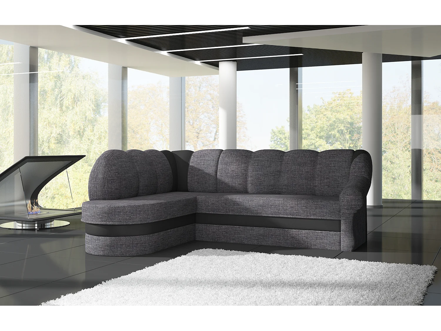 Ecksofa Fuente L/Stoff-Grau