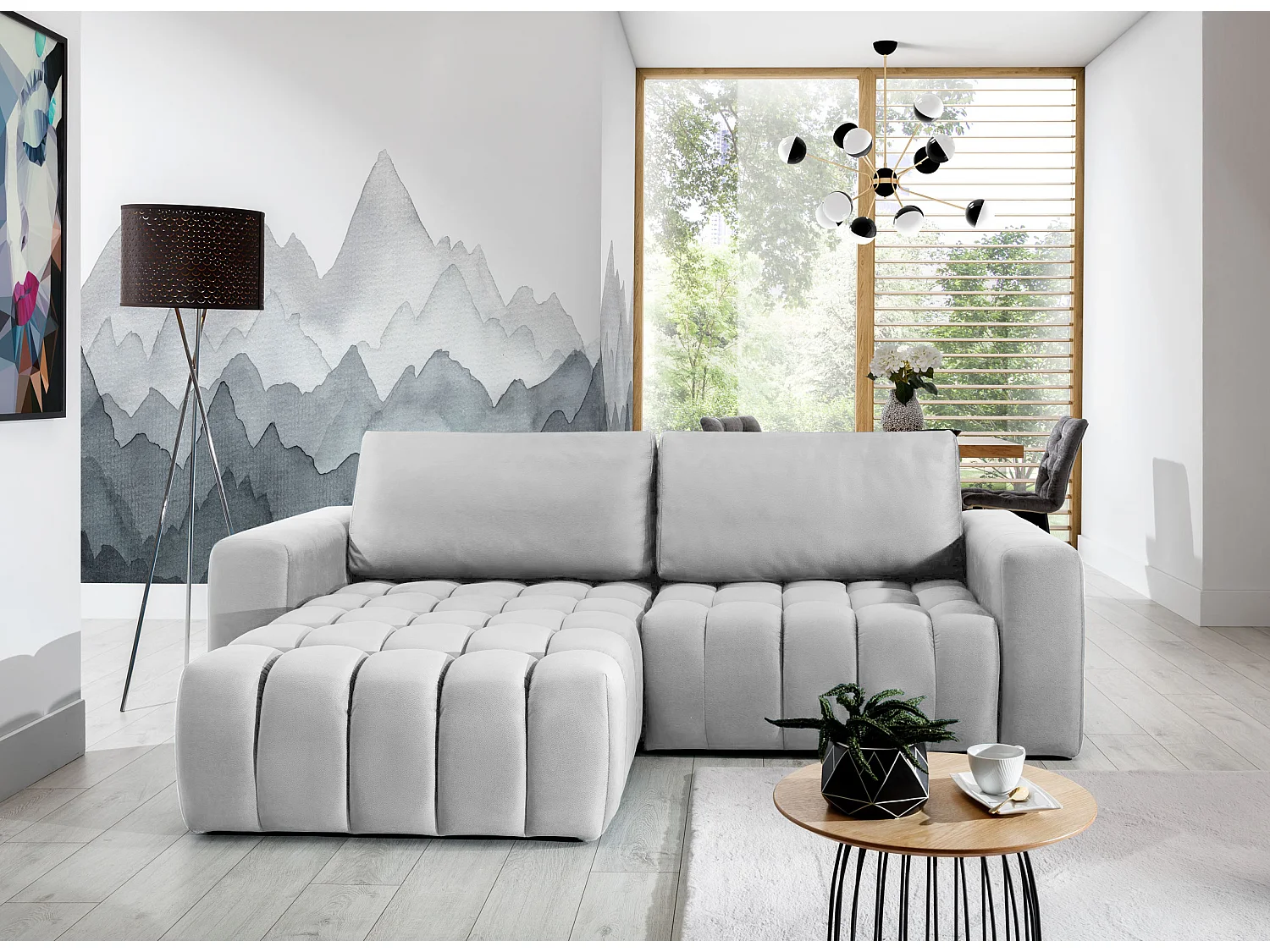 Canapé Corner Stelvino L/Tissu-Grau