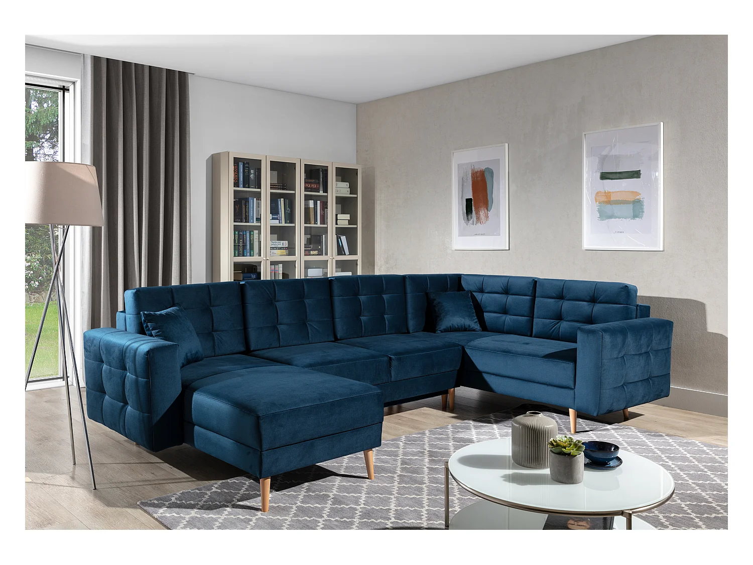 Ecksofa Daron UL/Stoff-Blau