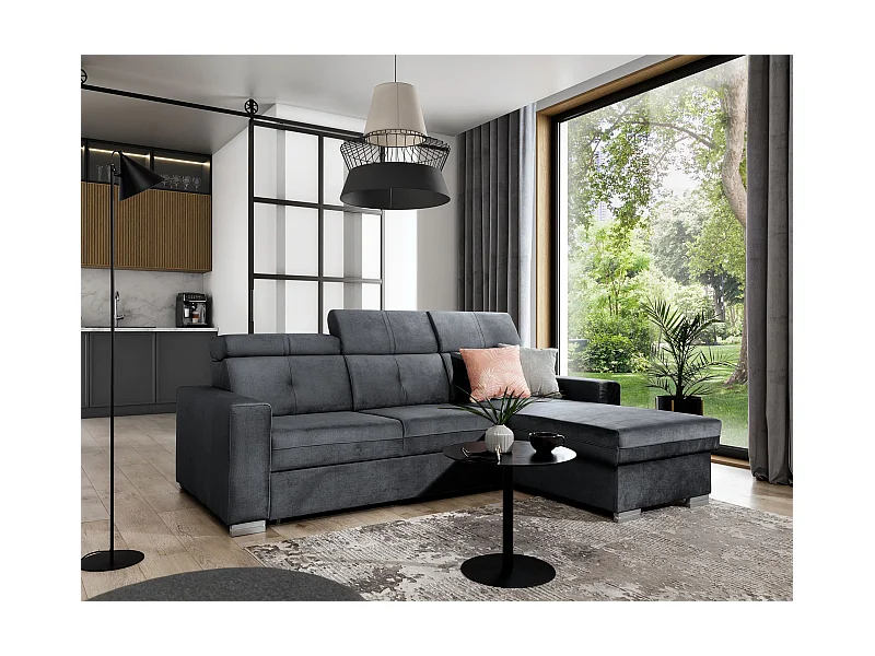 Divano d'angolo Vittorio R/rivestimento in tessut/Antracite