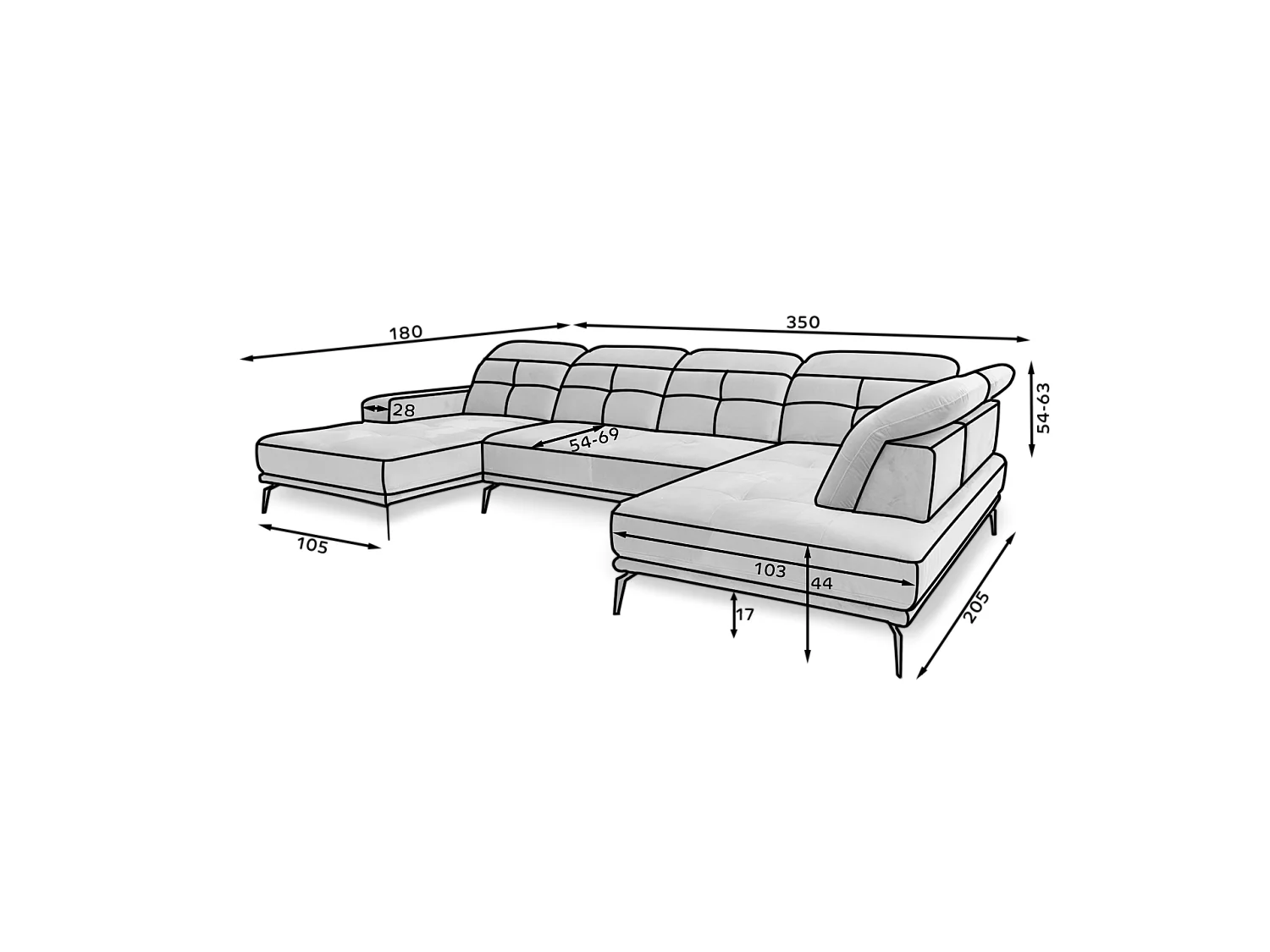 Ecksofa Luton UL/Stoff-Beige