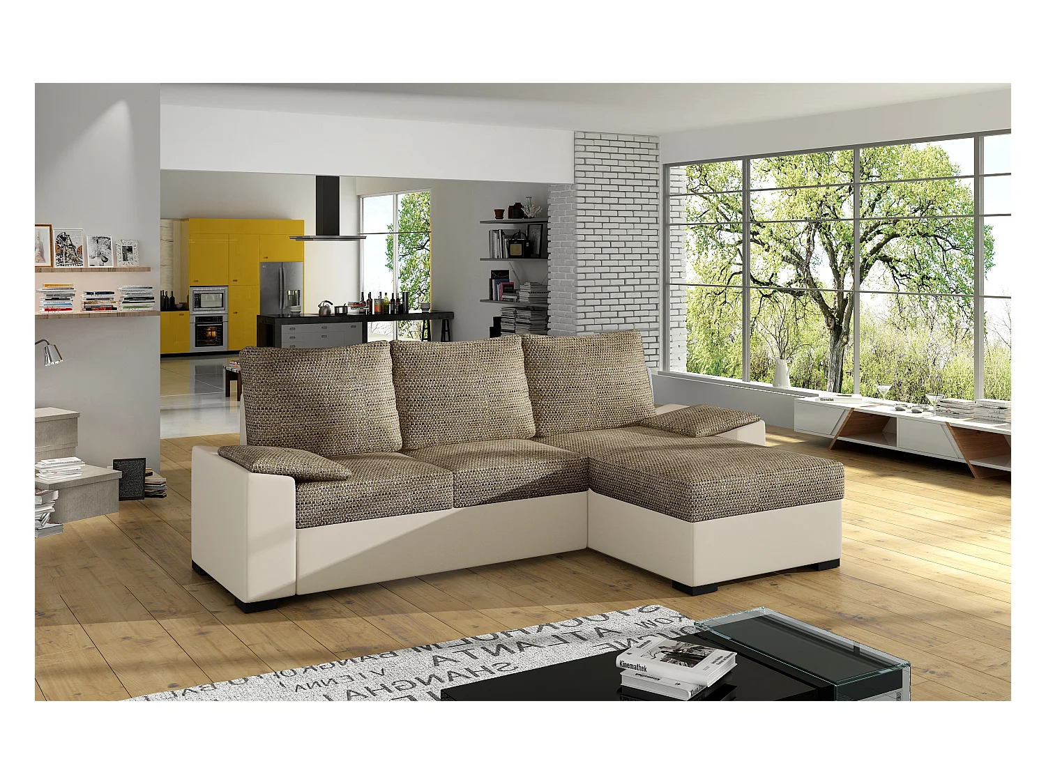 Ecksofa Cadro R/Stoff-Beige