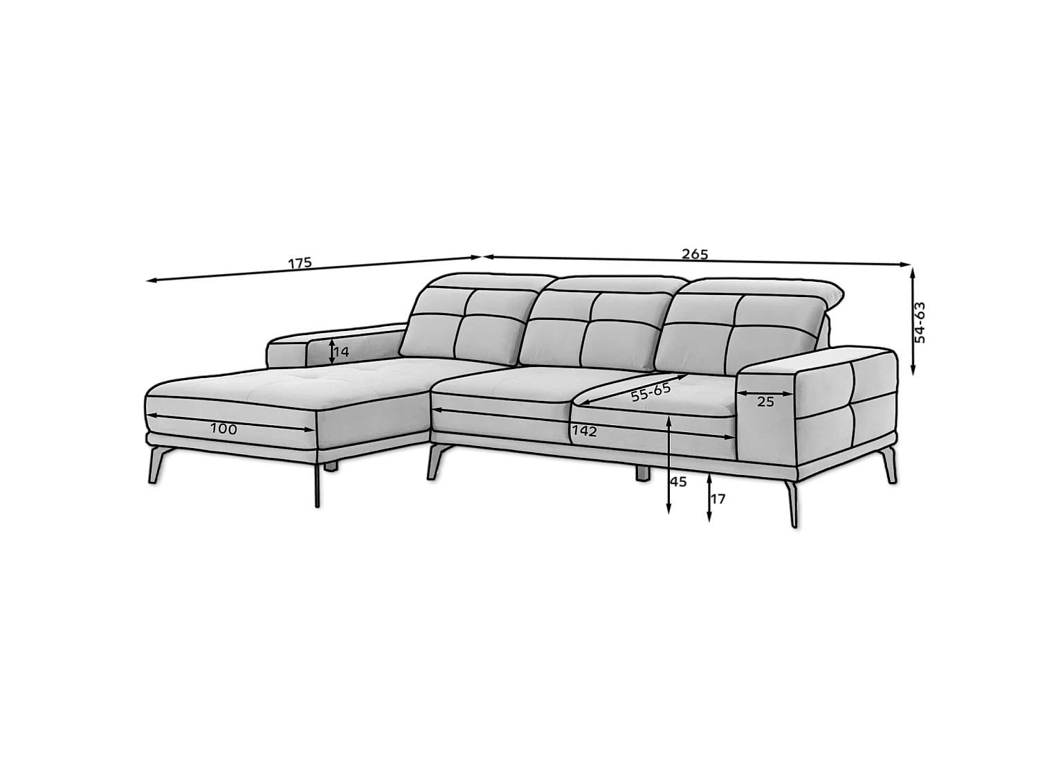 Canapé Corner Vascco R/revêtement tissu/