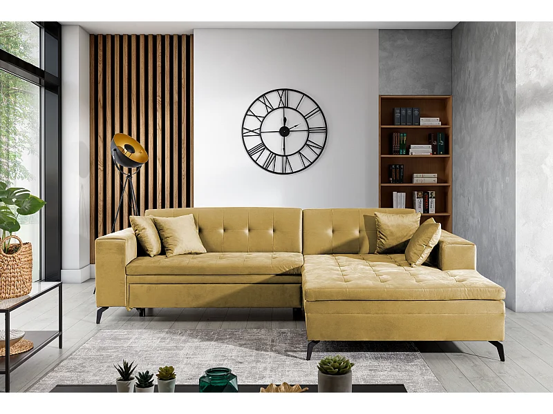 Ecksofa Primo R/Stoff-Gelb