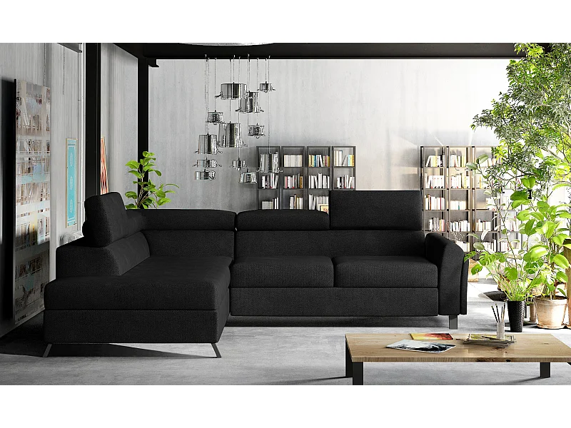Ecksofa Nestro L/Stoff-Schwarz