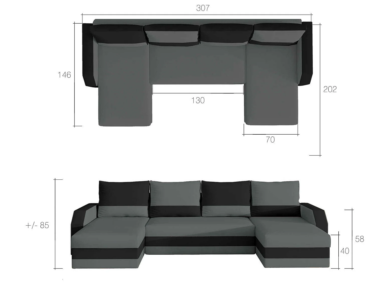 Canapé Corner Pavilon-U/Tissu-Vert