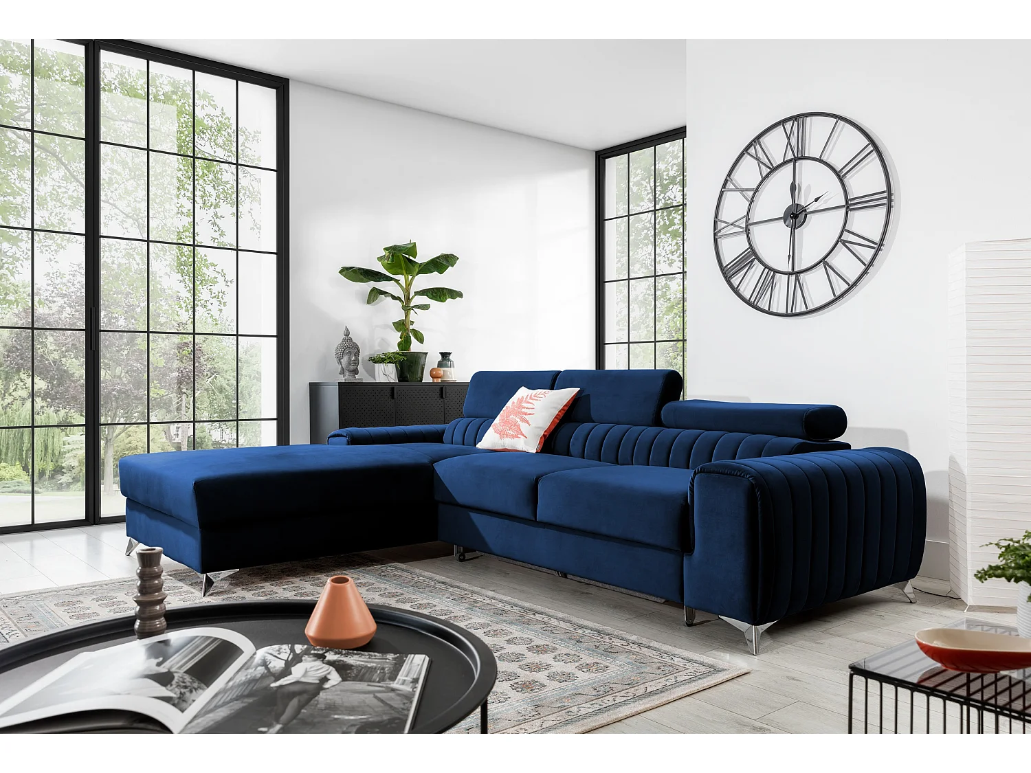 Ecksofa Futura L/Stoff-Blau