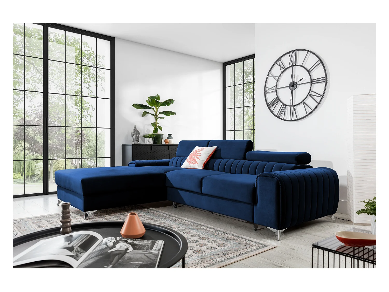 Ecksofa Futura L/Stoff-Blau