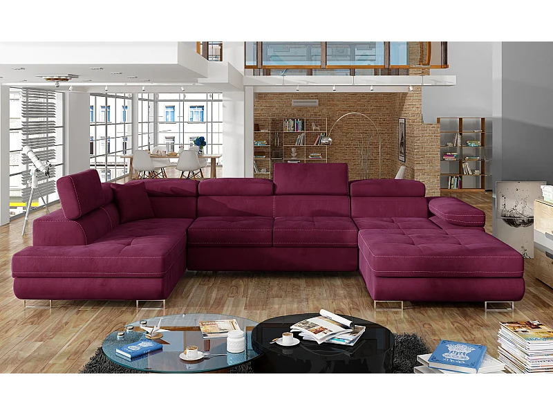 Canapé d'angle Trebino UL/revêtement tissu/bordeaux