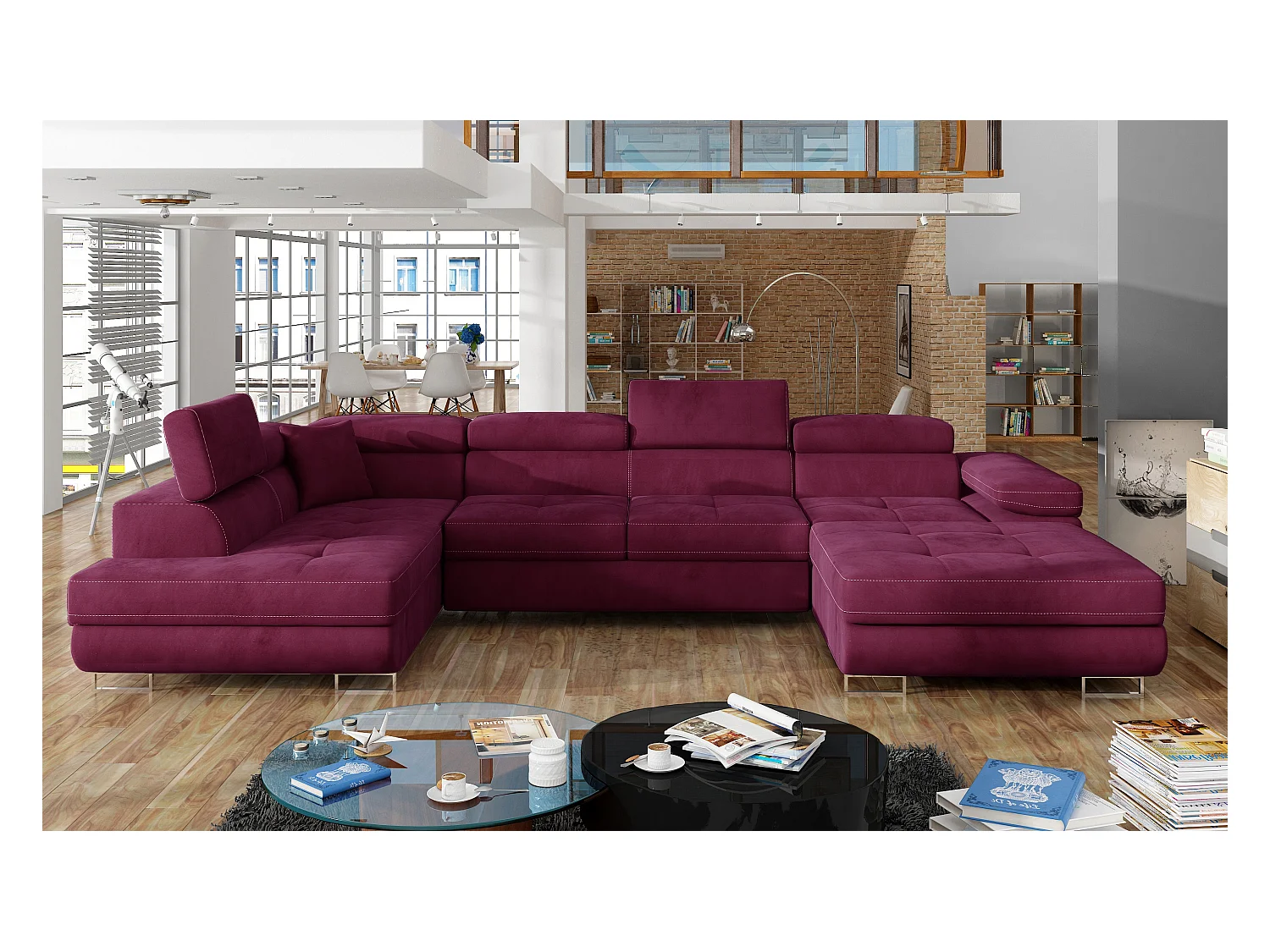Ecksofa Trebino UL/Stoffbezug/Bordeaux