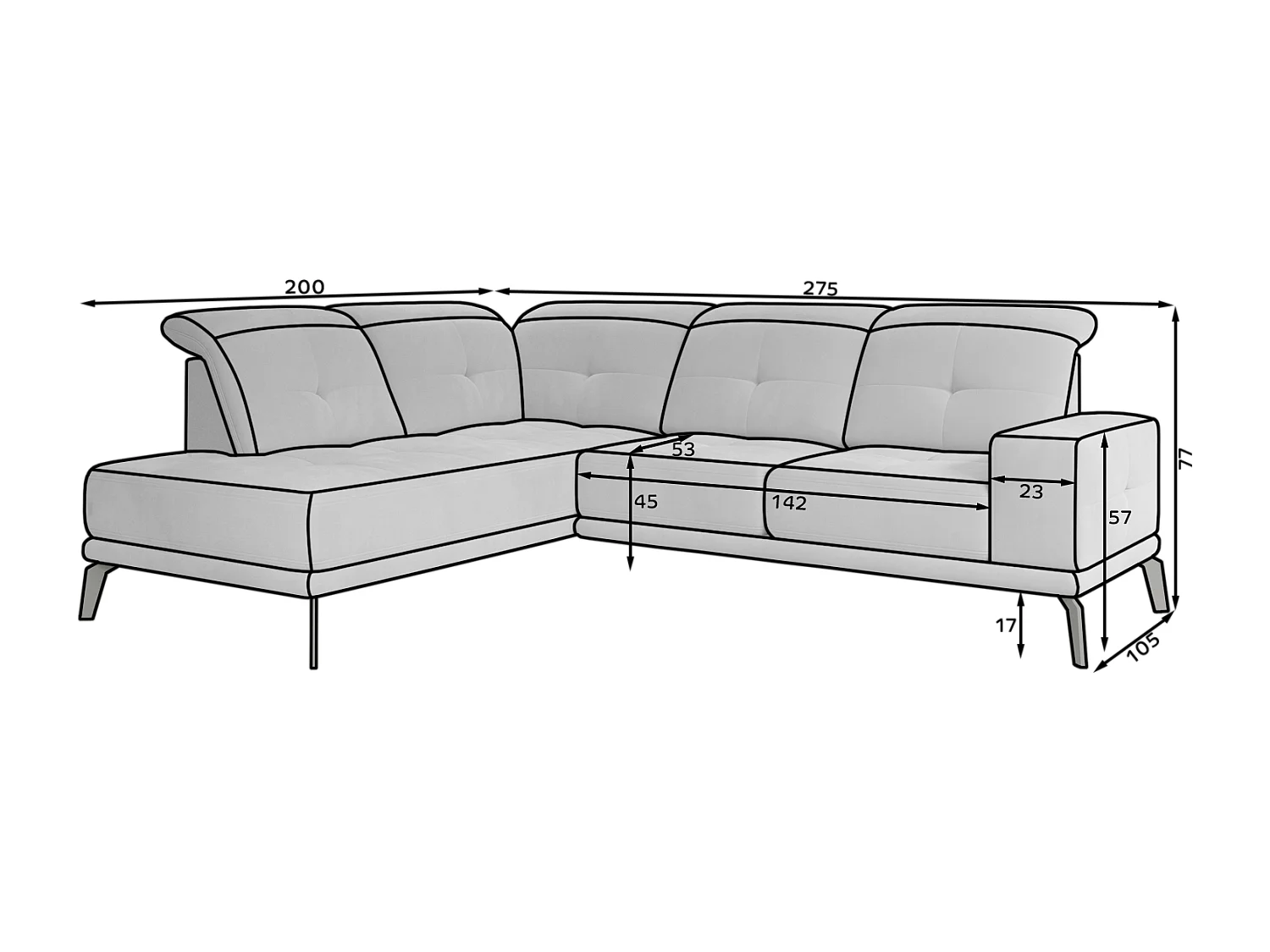 Canapé Corner Neopol R/Tissu-Beige