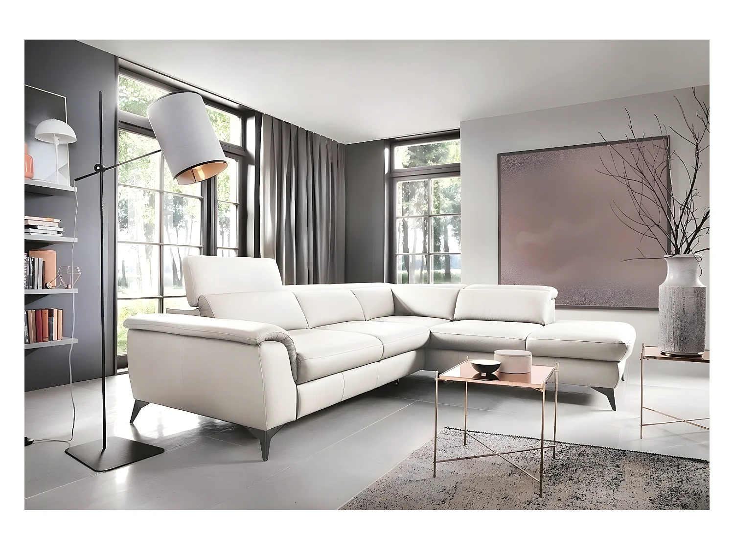 Ecksofa Calia R/Stoffbezug/Beige