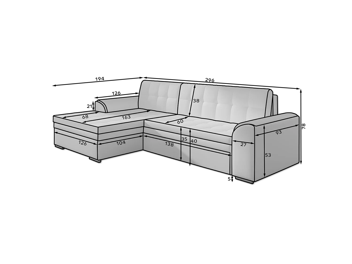 Ecksofa Oswald R/Stoff/Schwarz/An Lager