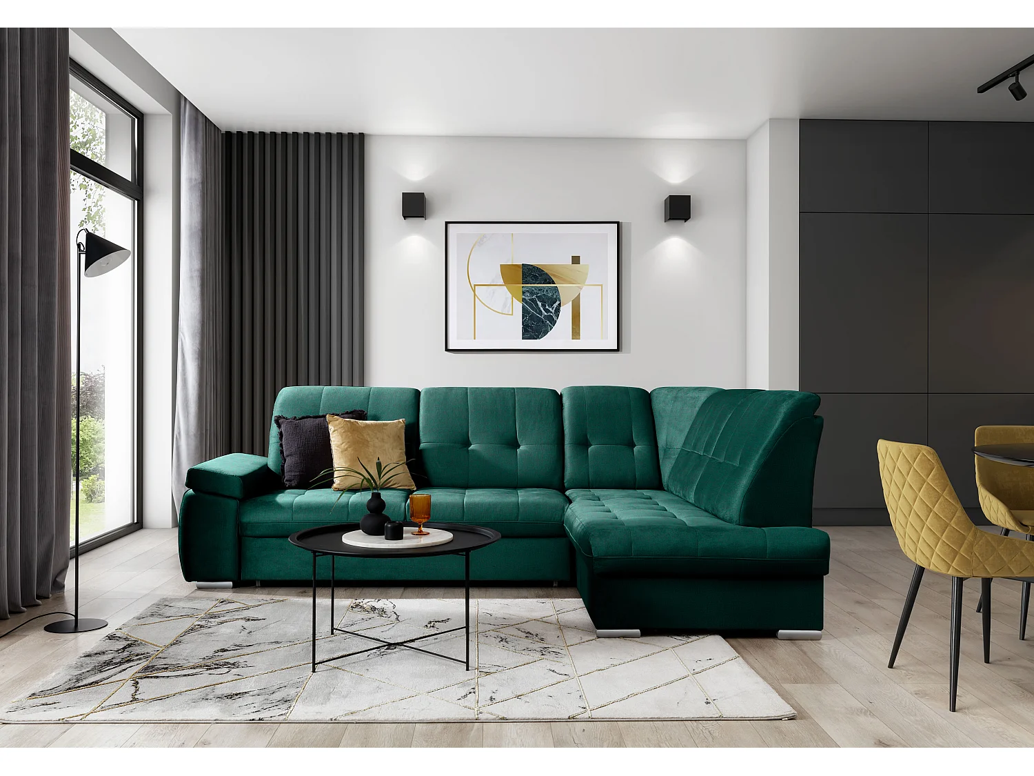 Canapé Corner Frizzo R/Tissu-Vert