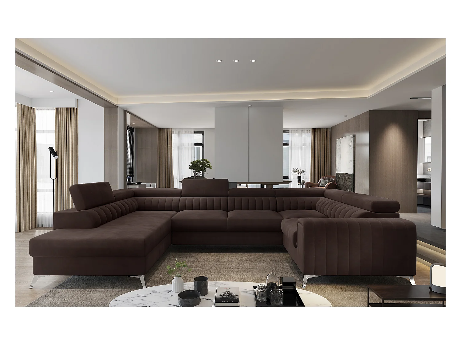Ecksofa Appache UL/Stoff-Braun