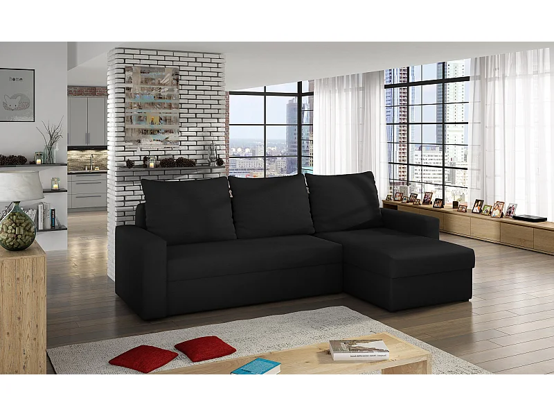 Ecksofa Angolo R/Stoff-Schwarz