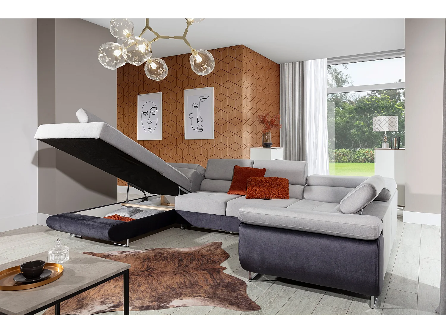 Ecksofa Otto L/Stoff-Grau