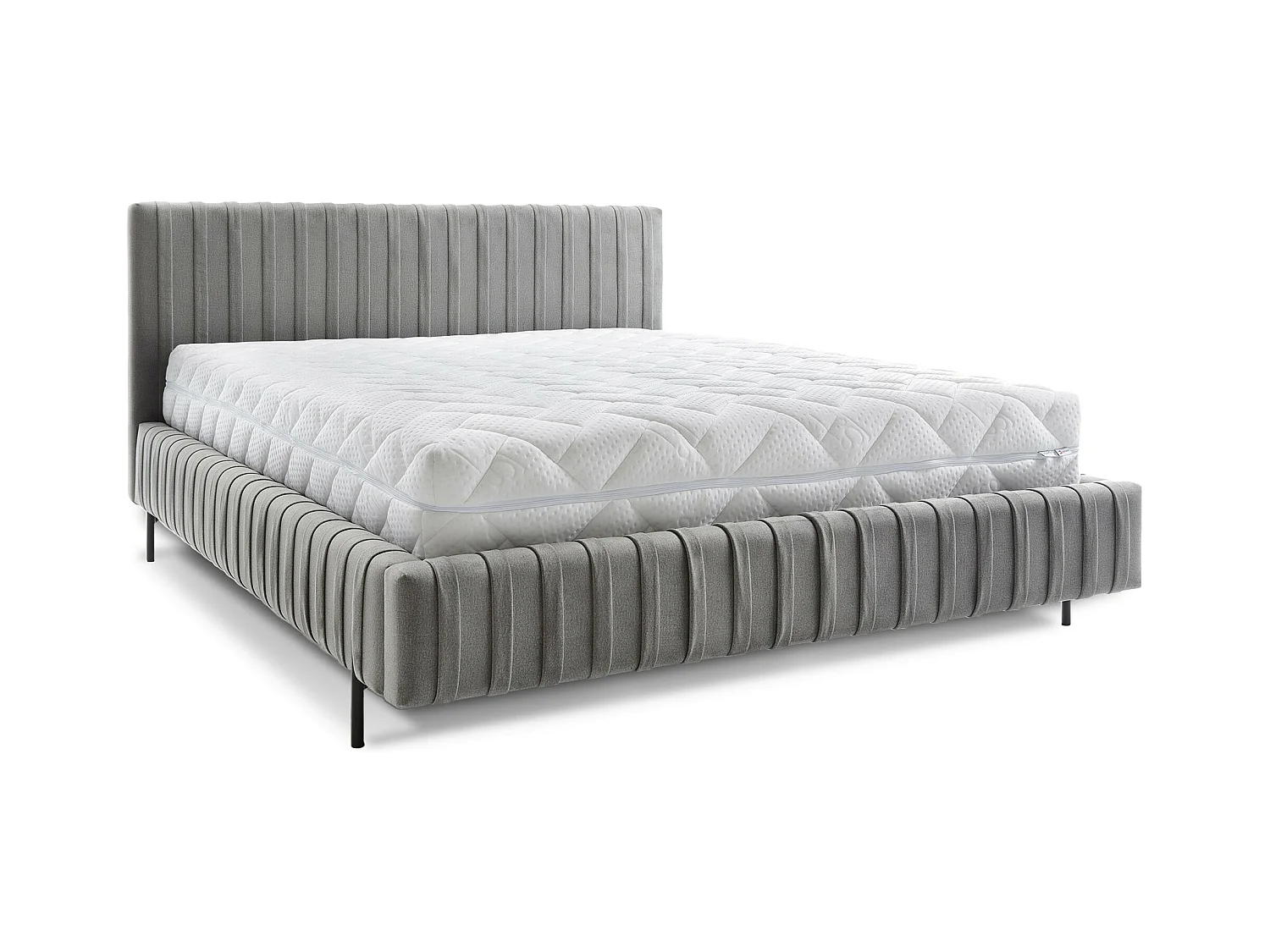 Lit coffre Plika prestige – Design et tissu pour un confort absolu-Couleur Gris-160x200