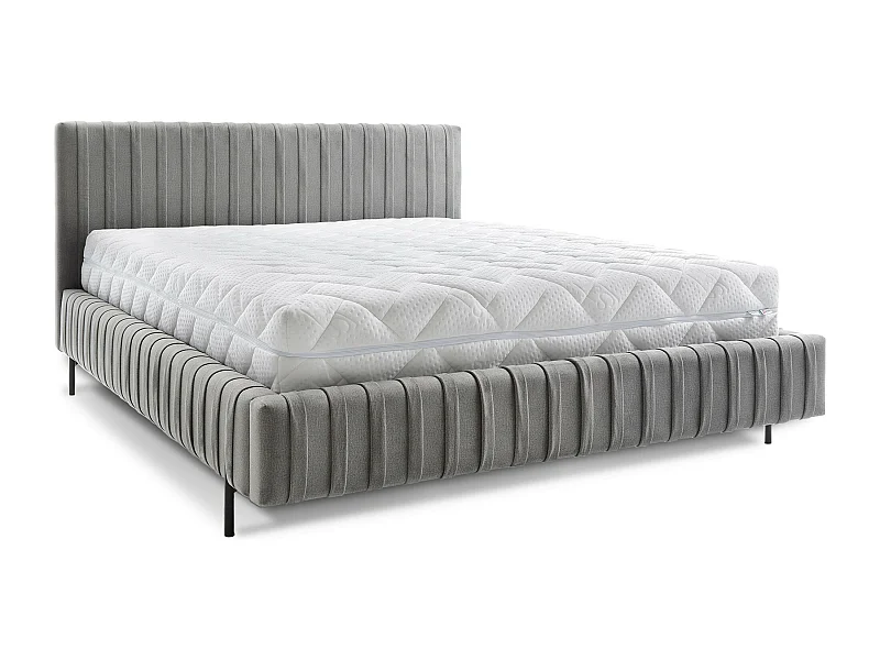 Lit coffre Plika prestige – Design et tissu pour un confort absolu-Couleur Gris-160x200