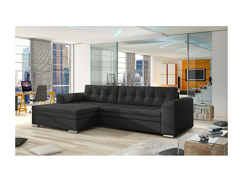 Ecksofa Merati L/Stoff-Schwarz