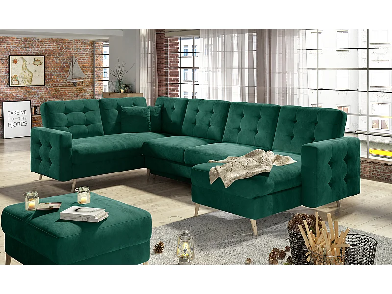 Divano d'angolo Daron UR/Tessuto-Verde