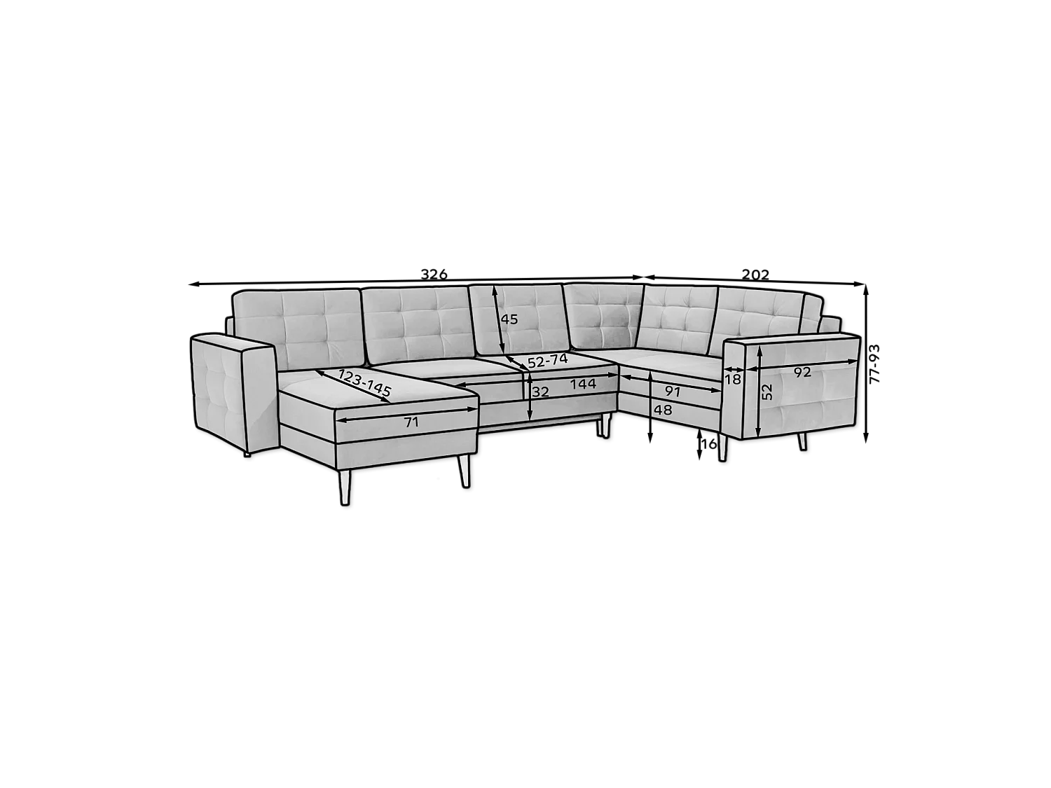 Ecksofa Daron UR/Stoff-Grün