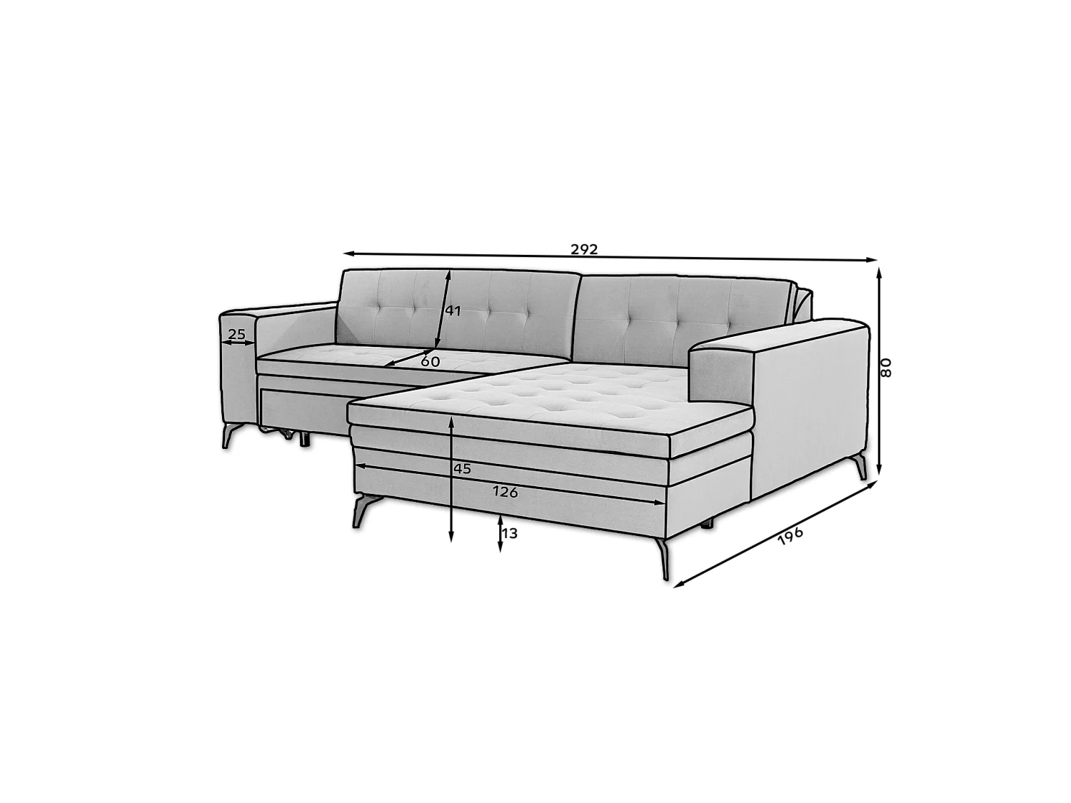 Canapé Corner Primo R/Tessu-Anthracite