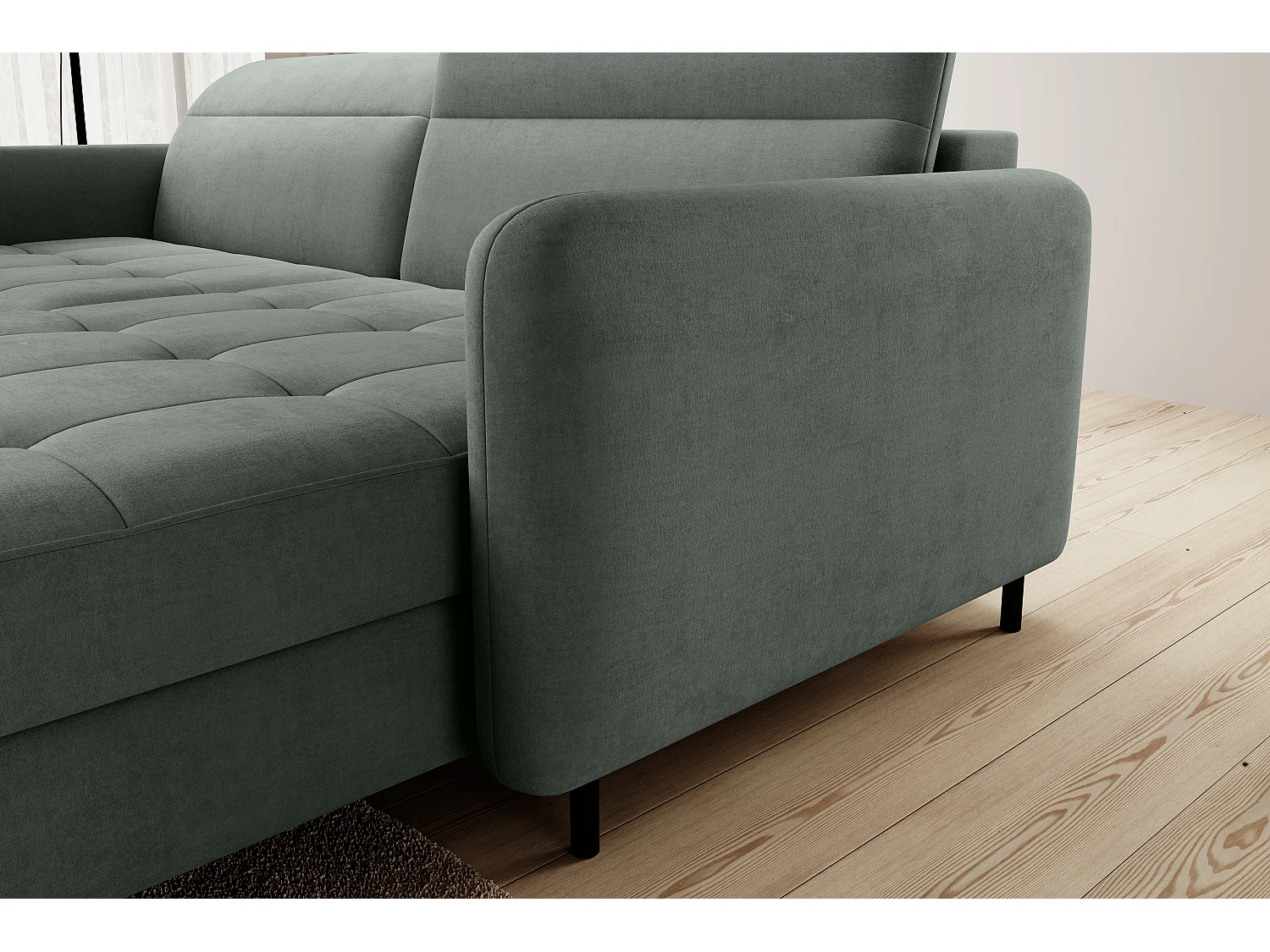 Canapé Corner Tippo L/Tissu/Vert