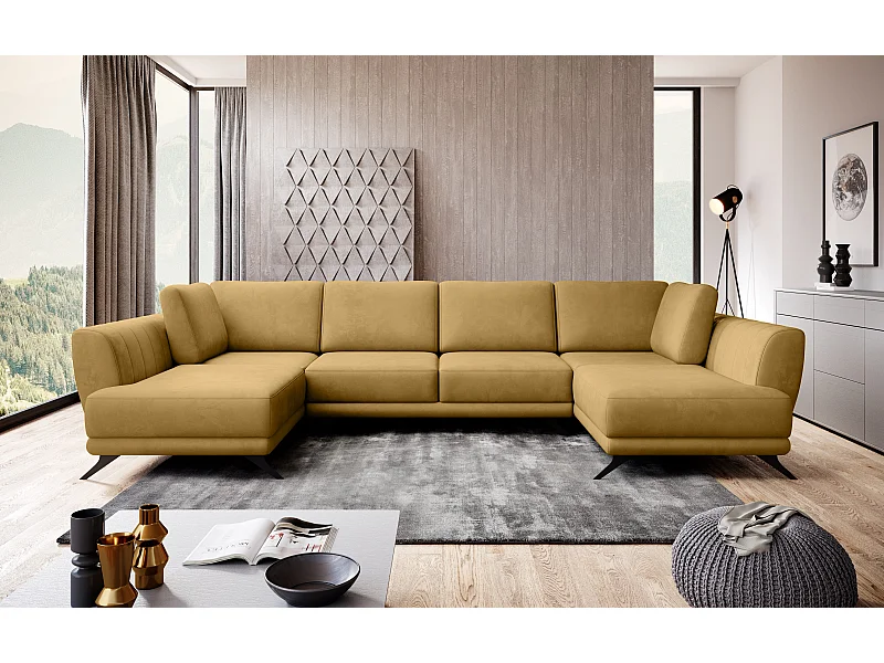 Canapé Corner London-U/Tissu-Jaune