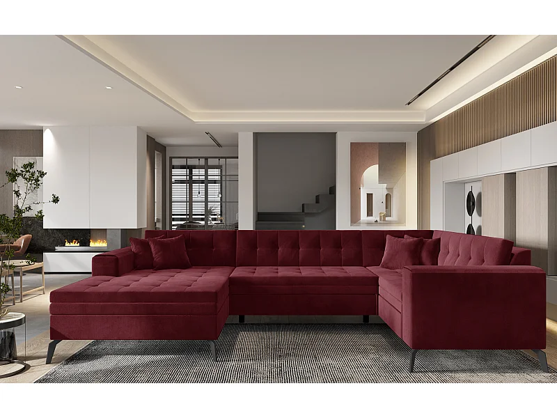 Ecksofa Solvio UL/Stoff-Bordeux