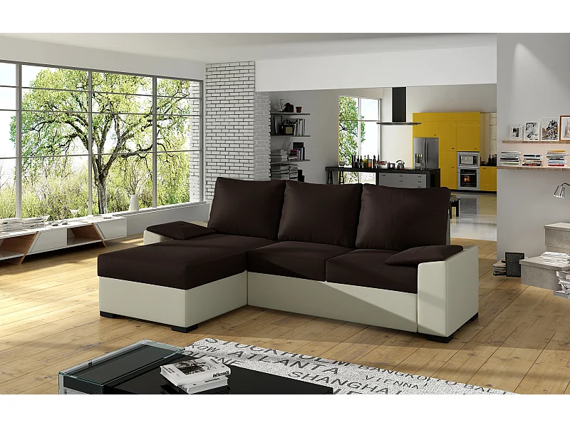 Ecksofa Cadro L/Stoff-Braun