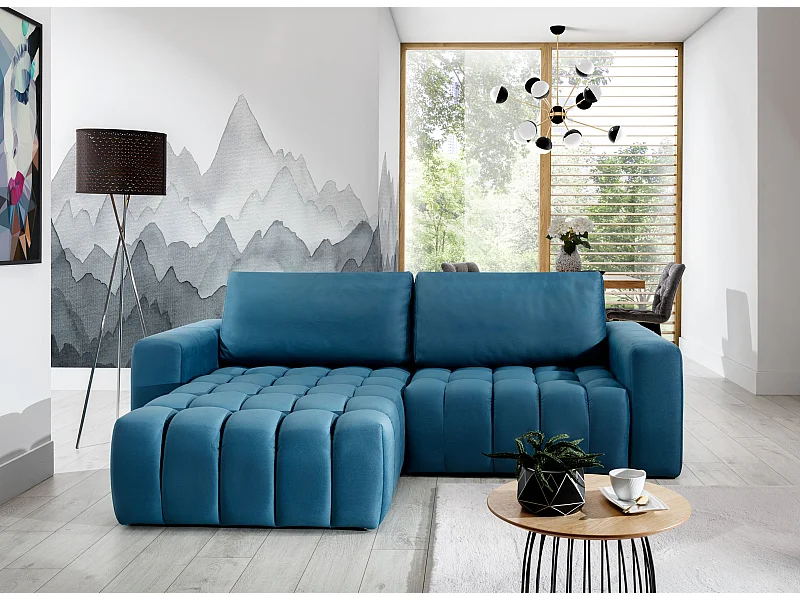 Divano d'angolo Stelvino L/Tessuto-Blu